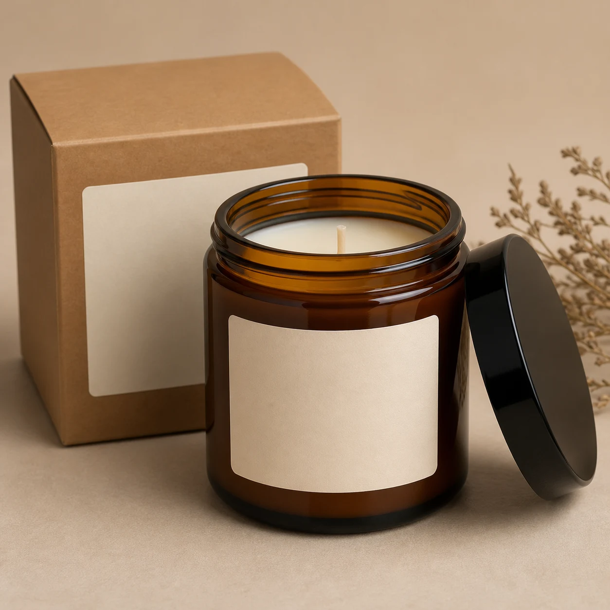Wholesale amber glass soy candle product photo