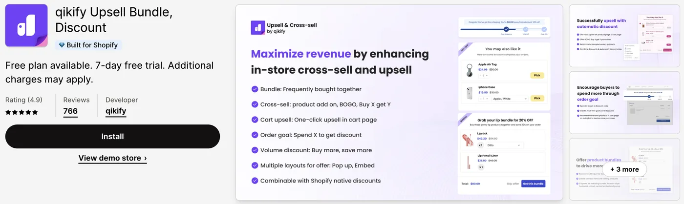 6. Qikify – Smart Bar, Cart Drawer, & Upsell